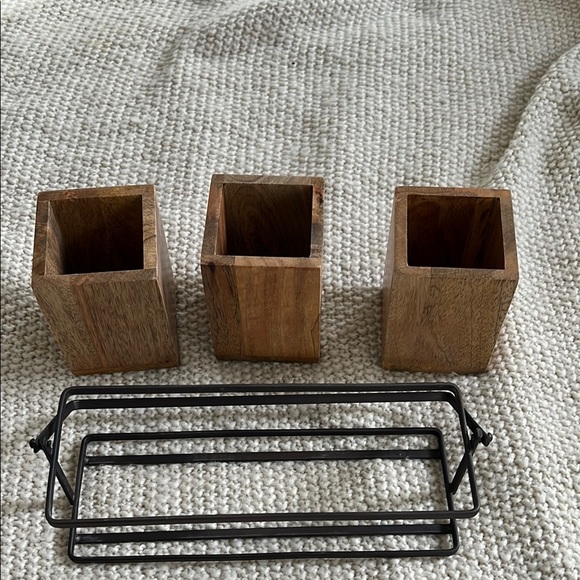 Rustic Wooden Organizer with Metal Frame - Picture 3 of 3